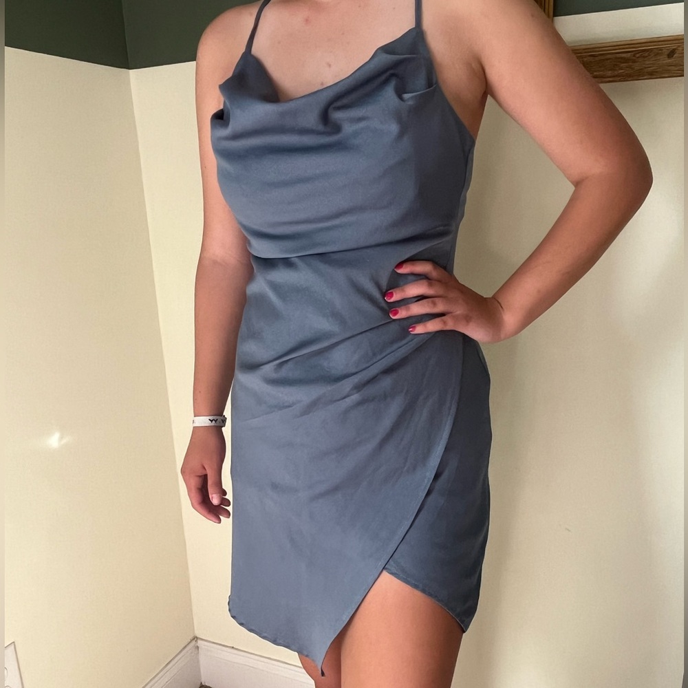 Asymmetrical open back mini dress!